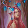 Deer Lady And Butterfly Diamond Paintings