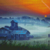 Farm Misty Sunrise Diamond Painting