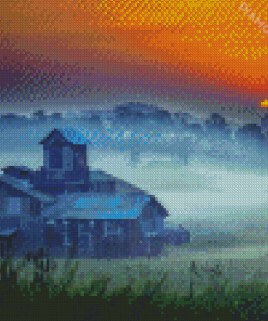 Farm Misty Sunrise Diamond Painting