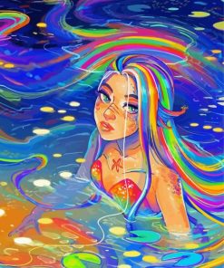 Girl With Colorful Hair Art Diamond Paintings
