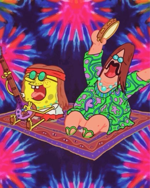 Hippie SpongeBob Stoner - Diamond Painting 