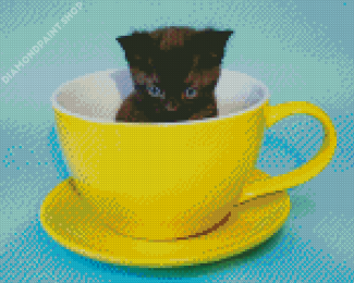 Kitten In Cup Diamond Painting