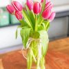 Pink Tulip Flower Vase Diamond Painting