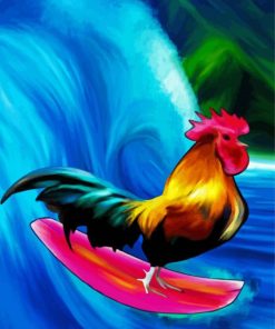 Rooster Surfing Diamond Paintings