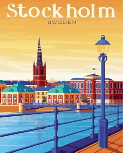 Stockholm Poster Illustartion Diamond Paintings