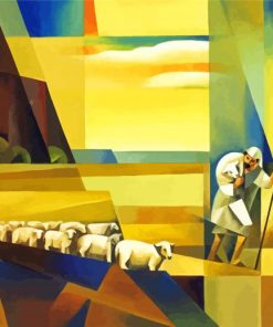 The Shepherd And His Flock Diamond Paintings