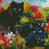 Two Black Cats In Garden Diamond Painting