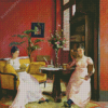 Two Ladies Reading In An Interior Diamond Painting