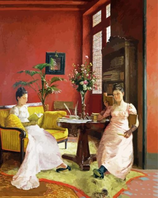 Two Ladies Reading In An Interior Diamond Painting