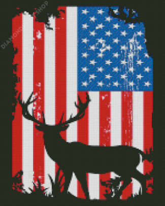 Usa Flag Deer Diamond Paintings