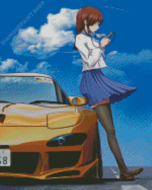 Yellow Anime Car Diamond Paintings