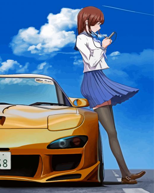 Yellow Anime Car - Diamond Paintings 