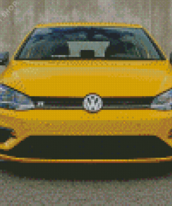 Yellow Volkswagen Golf R Diamond Paintings