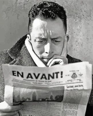 Albert Camus Reading The Newspaper Diamond Painting