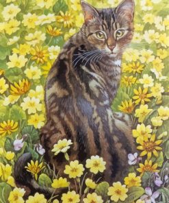 Cat In Field Art Diamond Painting