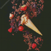 Chocolate Ice Cream Cone With Fruits Diamond Painting