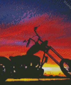 Chopper Bike Sunset Diamond Painting