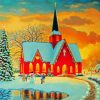 Christmas Church Winter Diamond Painting