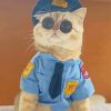 Cute Cat In Police Clothing Diamond Painting