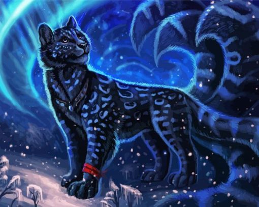 Fantasy Blue Black Cat Diamond Painting