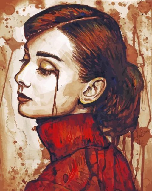 Audrey Hepburn Quiet Sadness Diamond Painting