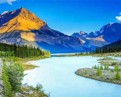 Beautiful Mountains River Landscape Diamond Painting