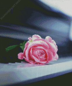 Beautiful Piano With Pink Rose Diamond Painting