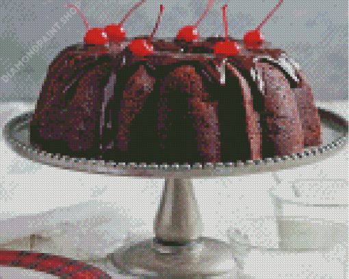 Black Cherry Chocolate Cake Diamond Painting