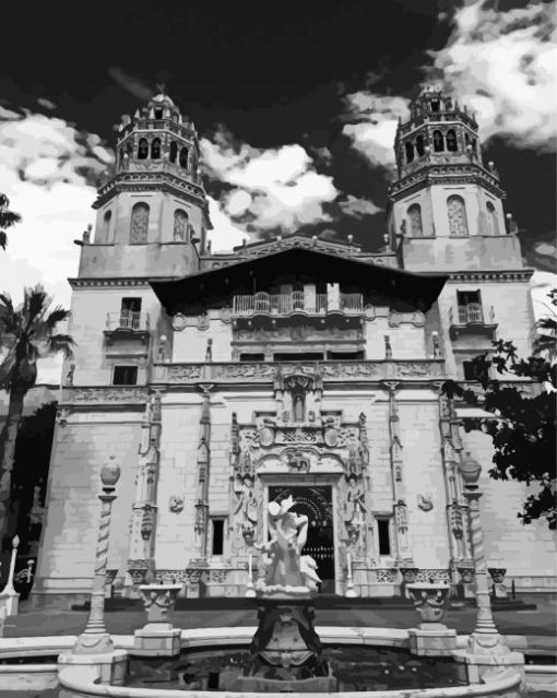 Black And White Hearst Castle Diamond Painting
