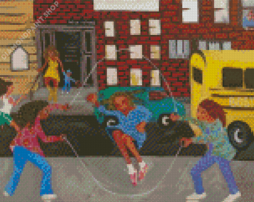 Black Children Jumping Rope Diamond Painting