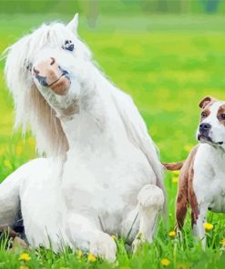 Cute Dog And Horse Diamond Painting