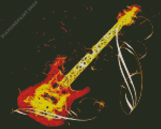 Flaming Guitar Art Diamond Painting