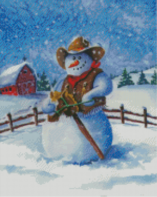 Cowboy Snowman Christmas Diamond Painting