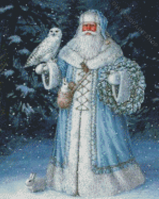 Father Frost And Owl Diamond Painting