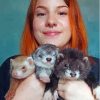 Ferrets And Woman Diamond Painting