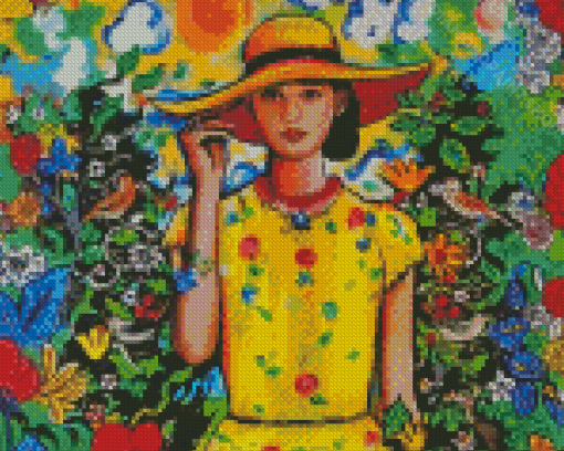 Girl In Yellow Hat Diamond Painting