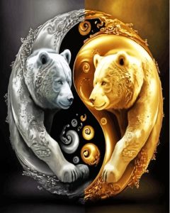 Gold And Silver Bears Yin And Yang Diamond Painting