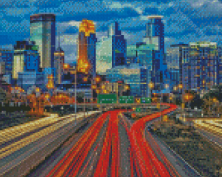 Aesthetic Minneapolis Skyline Diamond Painting