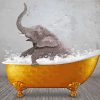 Elephant In Golden Tub Diamond Painting