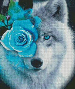 Floral Grey Wolf Diamond Painting