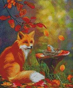 Fox And Bird Diamond Painting