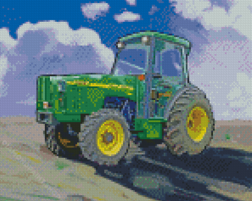 Green Farm Tractor Diamond Painting