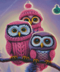 Purple Owls Diamond Painting