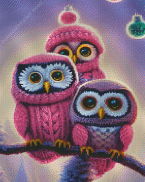 Purple Owls Diamond Painting