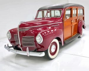 Red Vintage Woody Car Diamond Painting