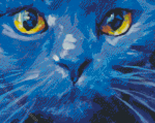 Blue Abstract Cat Art Diamond Painting
