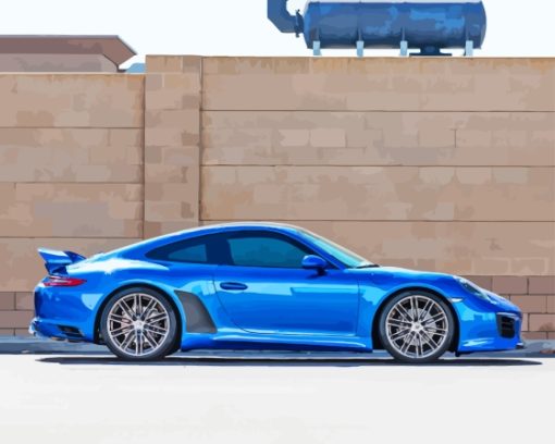 Blue Metallic Porsche Side View Diamond Painting