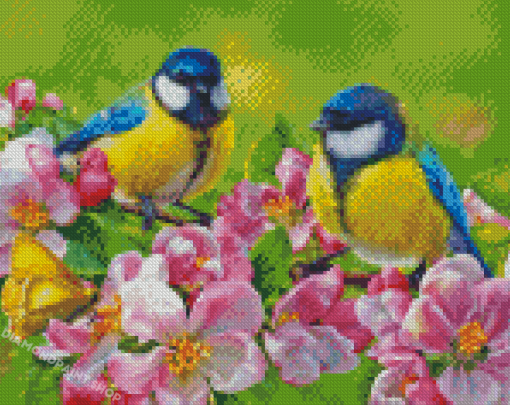 Cherry Blossom And Two Birds Diamond Painting