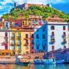 Colorful Buildings In Sardinia Diamond Painting