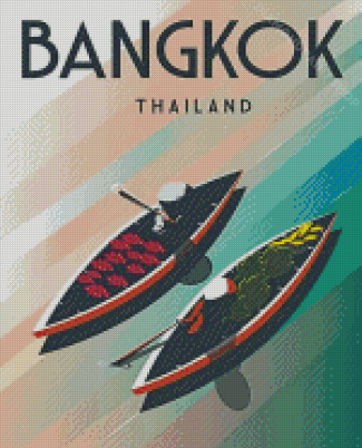 Illustration Bangkok Floating Market Diamond Painting